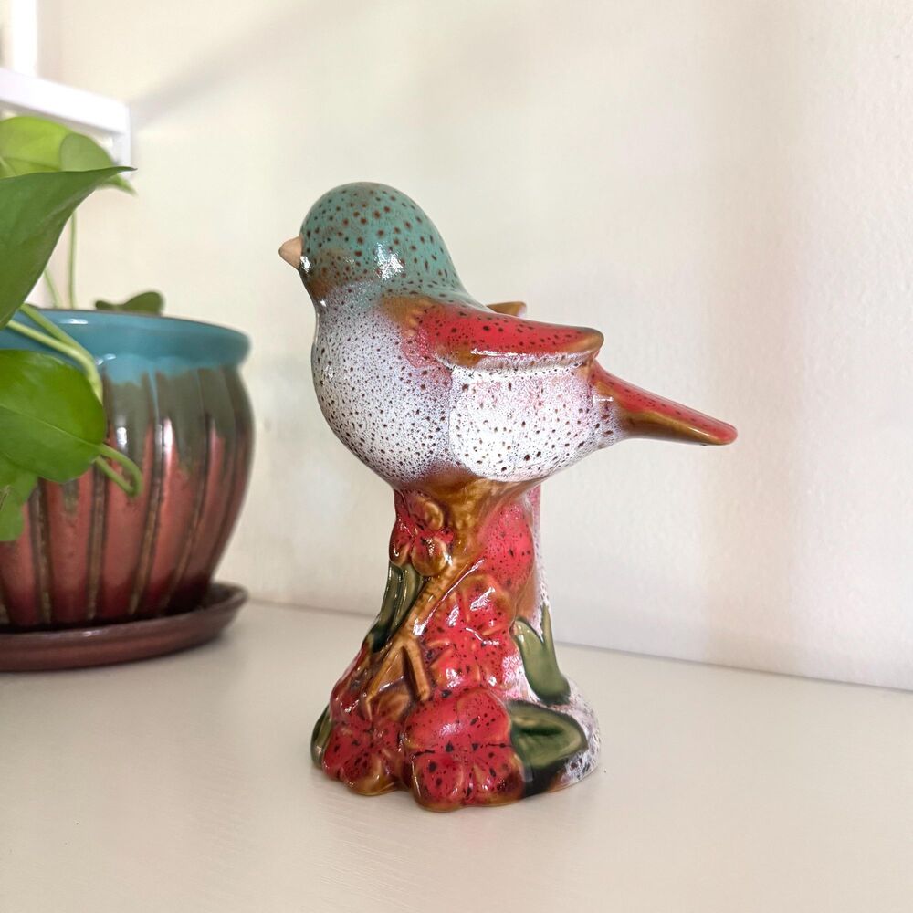 Vintage Mid-Century Ceramic Bird Figurine / Kitschy Cottagecore Home Decor